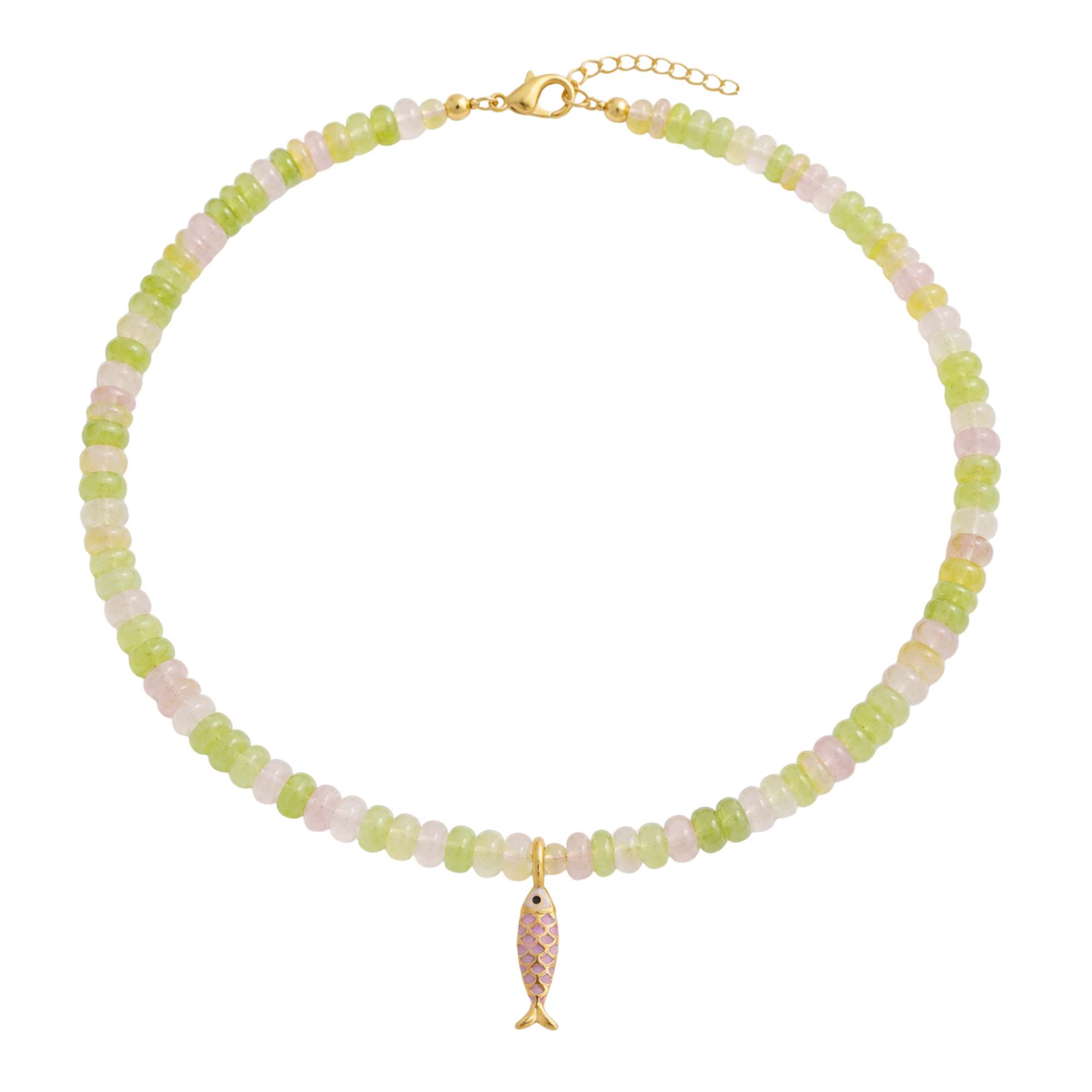 Sea Glass Beaded Fish Necklace