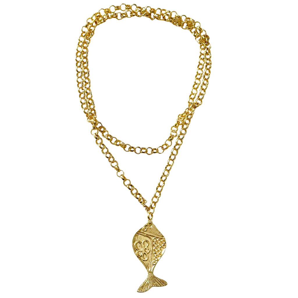 Gold Fish Wrap Necklace