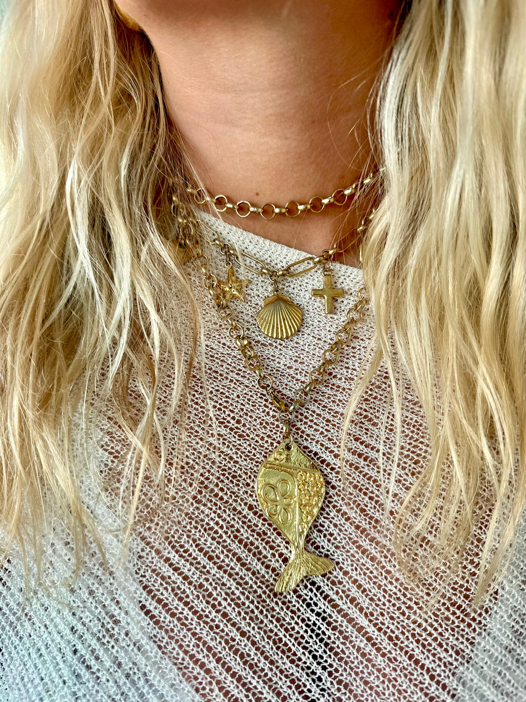 Gold Fish Wrap Necklace