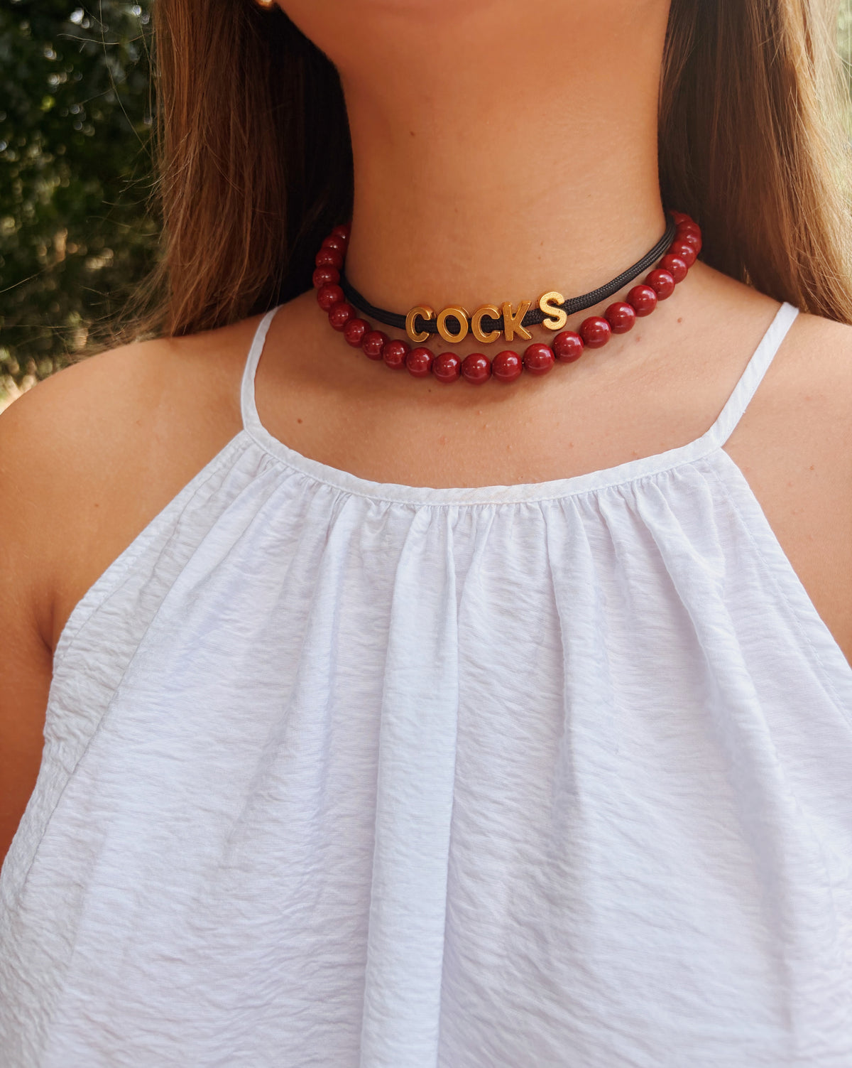 Crimson Beaded Choker