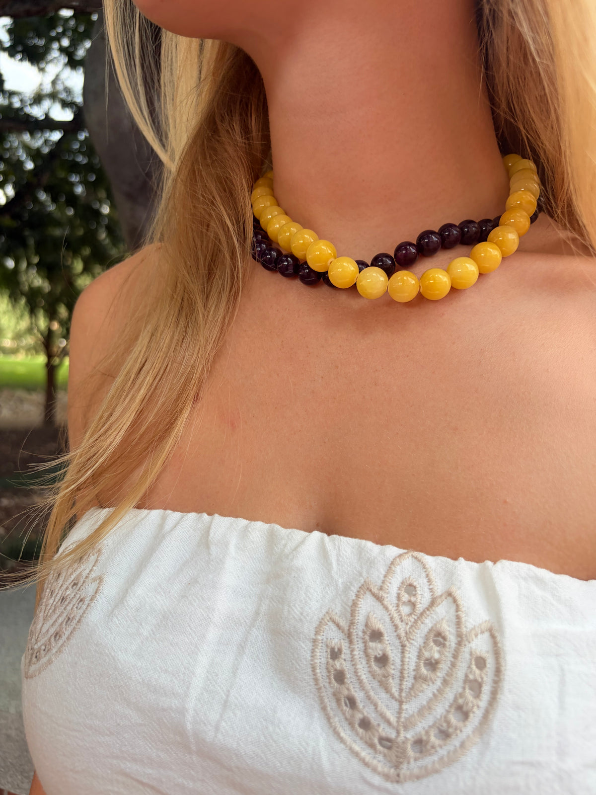 Dark Purple Beaded Choker