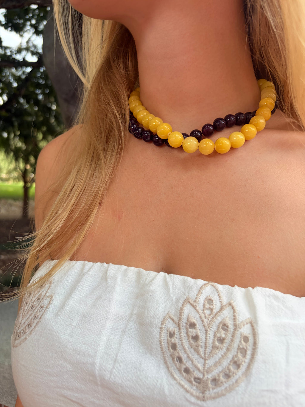 Yellow Beaded Choker